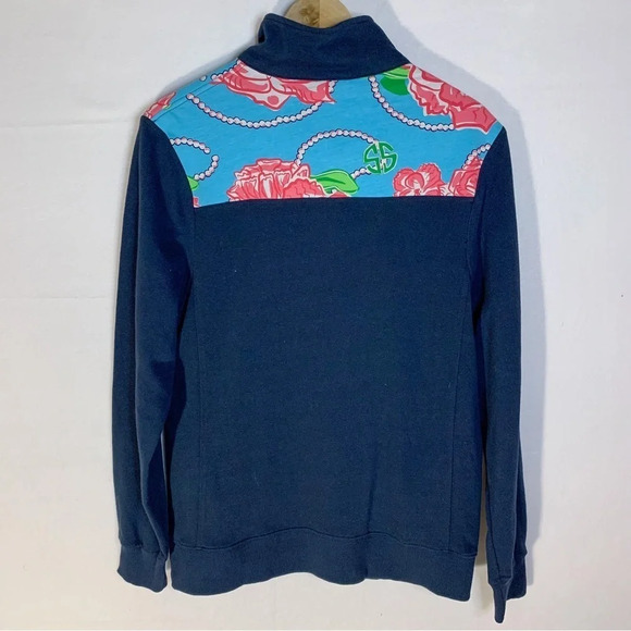 Simply Southern Navy Floral 1/4 Zip Pullover Sweatshirt - Picture 2 of 8